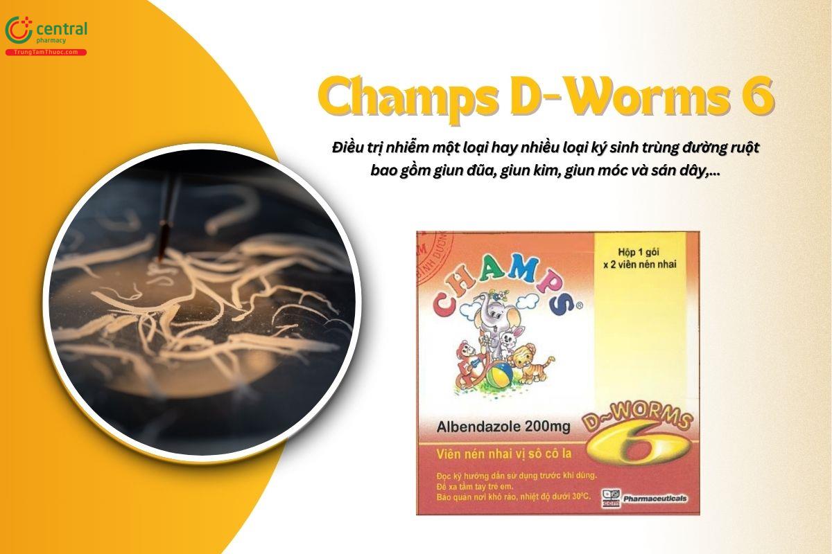 Thuốc Champs D-Worms 6 điều trị nhiễm ký sinh trùng đường ruột