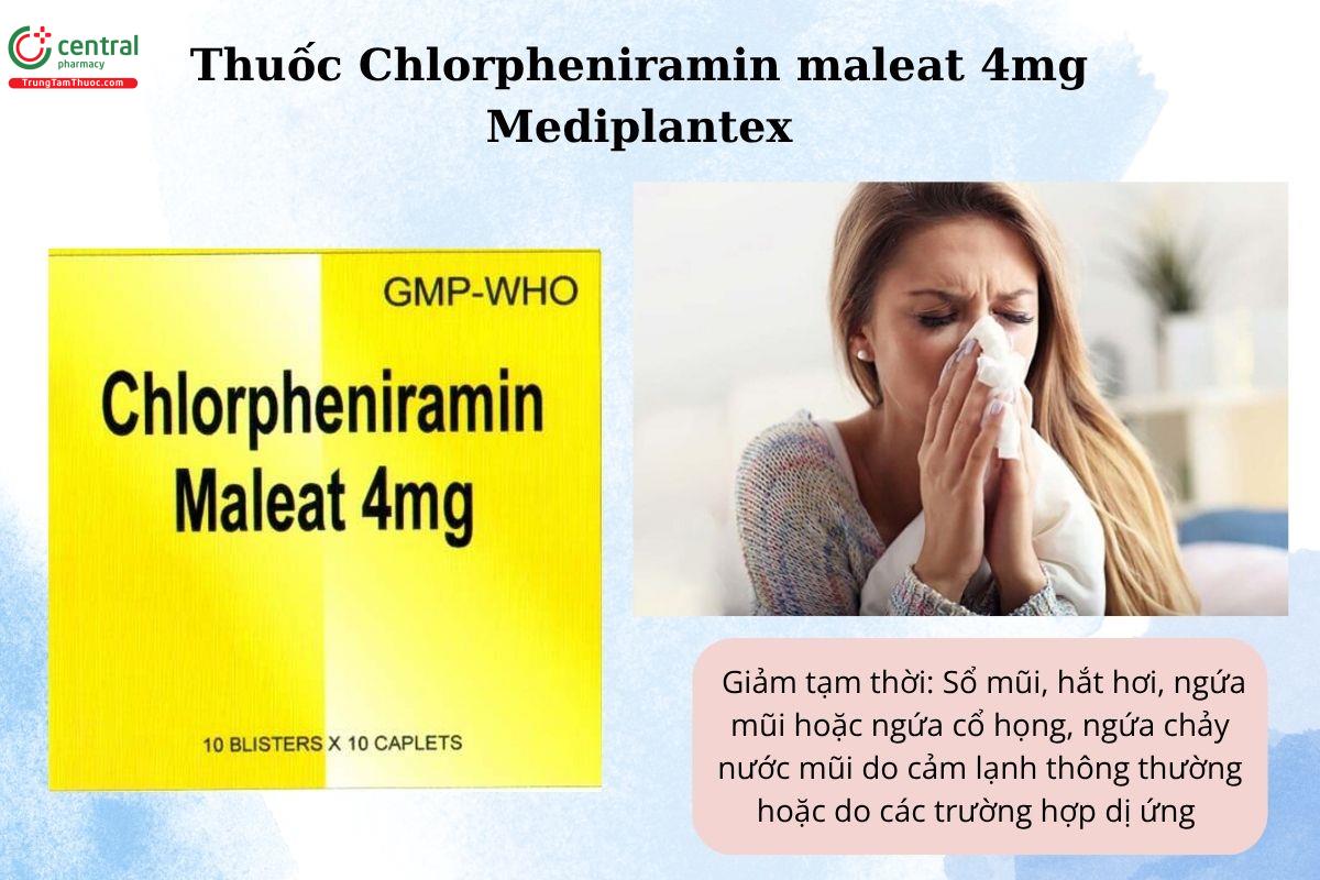 Chỉ định của thuốc Chlorpheniramin maleat 4mg Mediplantex