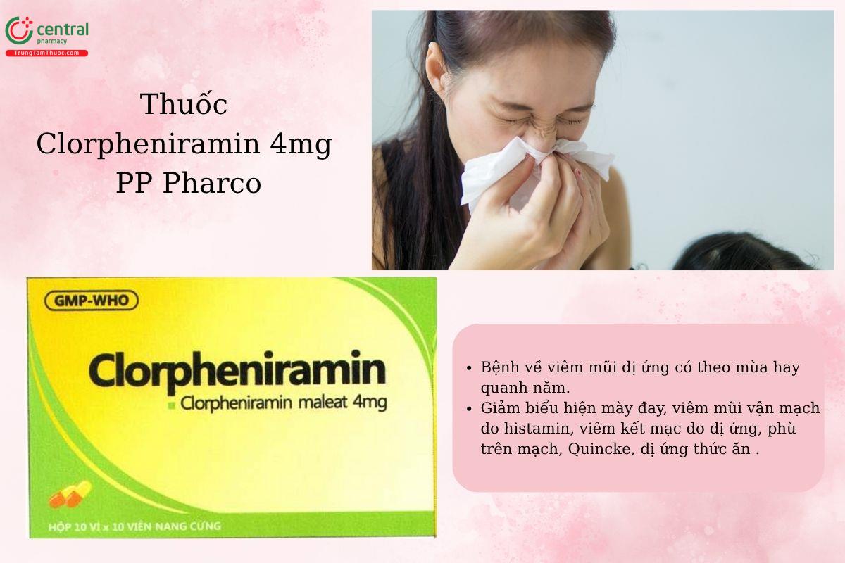 Chỉ định của thuốc Clorpheniramin 4mg PP Pharco