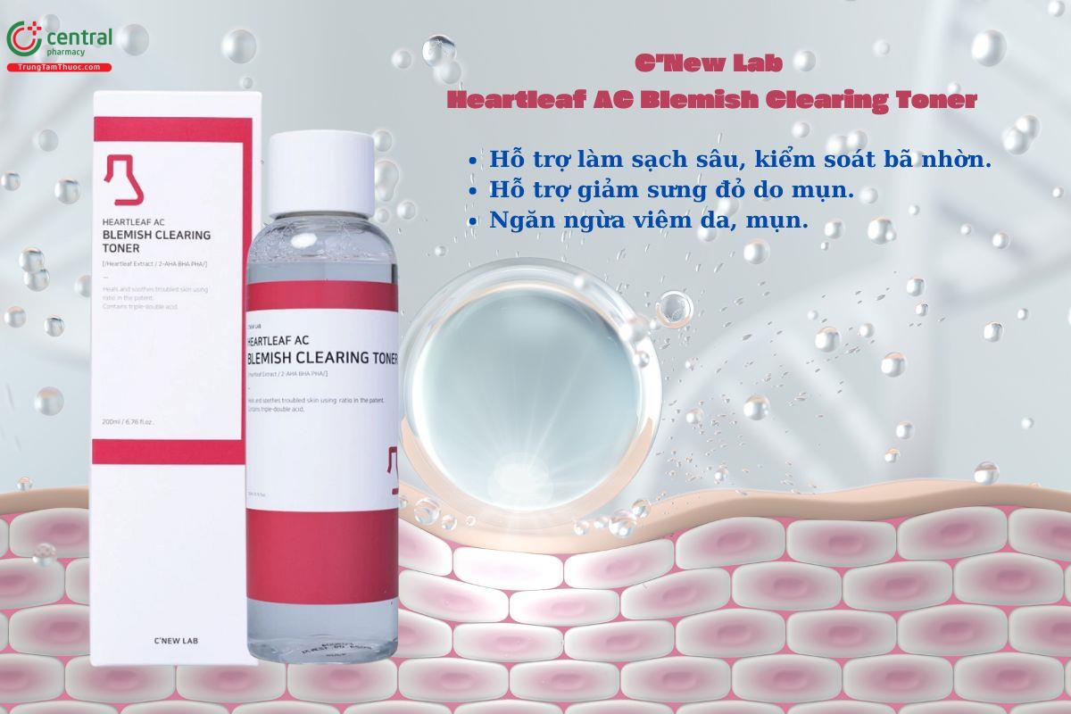 C'New Lab Heartleaf AC Blemish Clearing Toner - hỗ trợ làm sạch sâu, giảm mụn