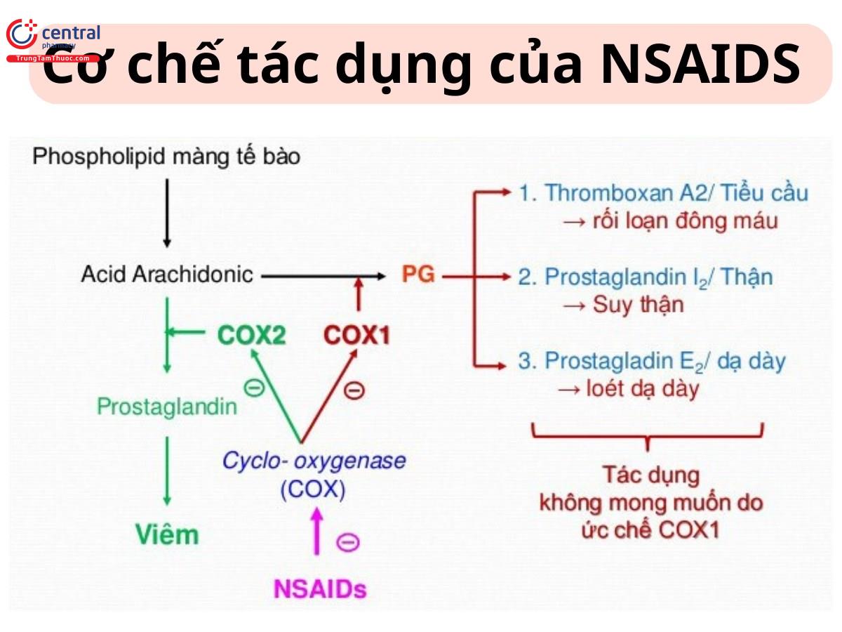 Cơ chế tác dụng của NSAIDS