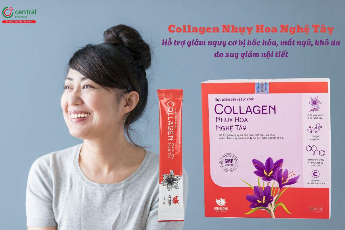 Collagen Nhụy Hoa Nghệ Tây giảm bốc hỏa, mất ngủ, suy giảm sinh lý