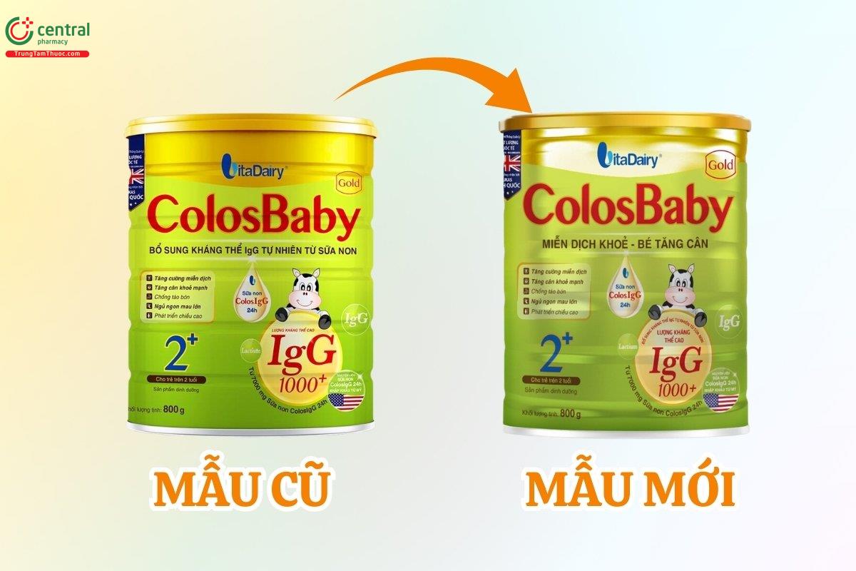 Thay đổi bao bì Sữa Colosbaby Gold 2+ 800g