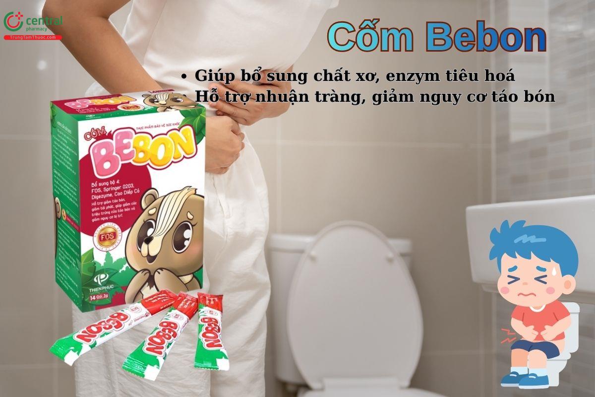 Cốm Bebon giúp bổ sung chất xơ, enzym, tăng cường tiêu hoá, nhuận tràng, giảm táo bón