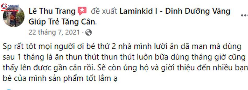 Hình 4: Phản hồi của khách hàng sau khi sử dụng cốm LaminKid I