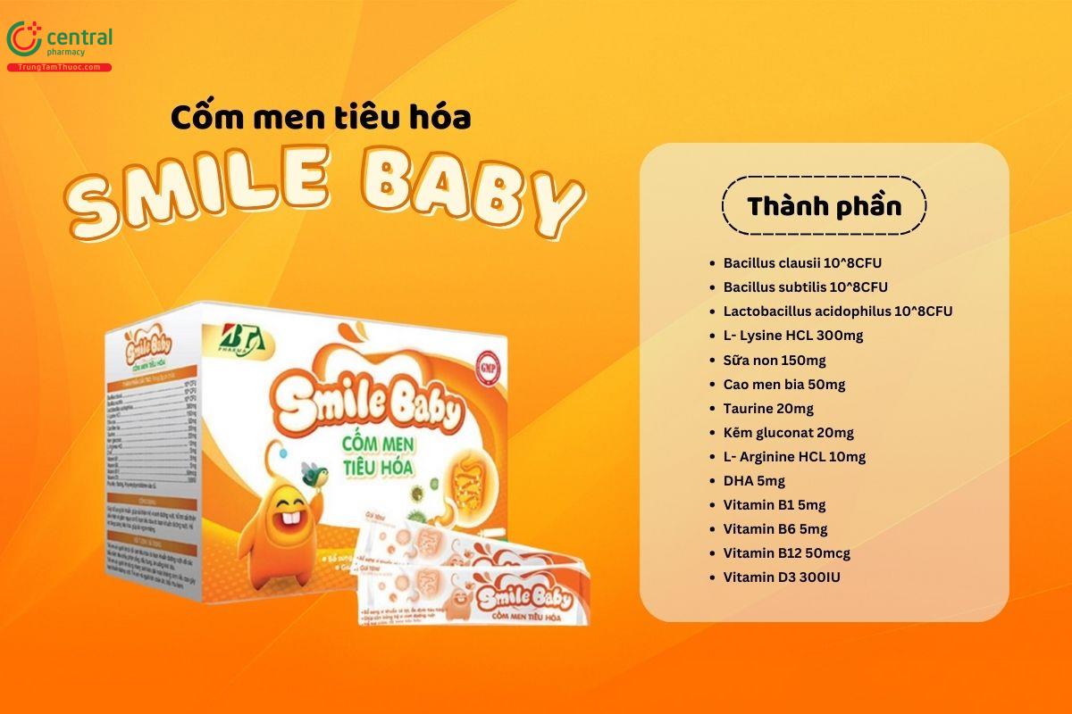 Cốm men tiêu hóa Smile Baby có những thành phần nào?