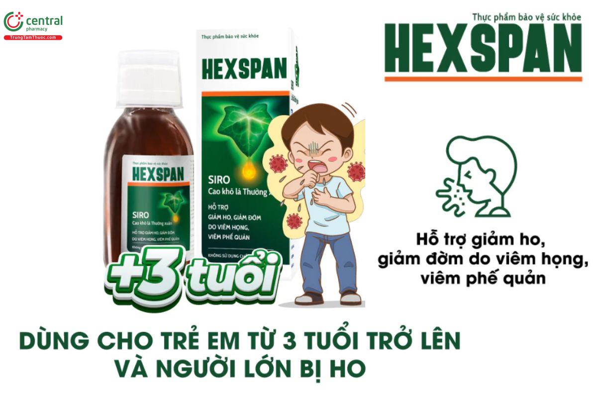 Siro Hexspan 100ml dùng cho trẻ từ 3 tuổi trở lên