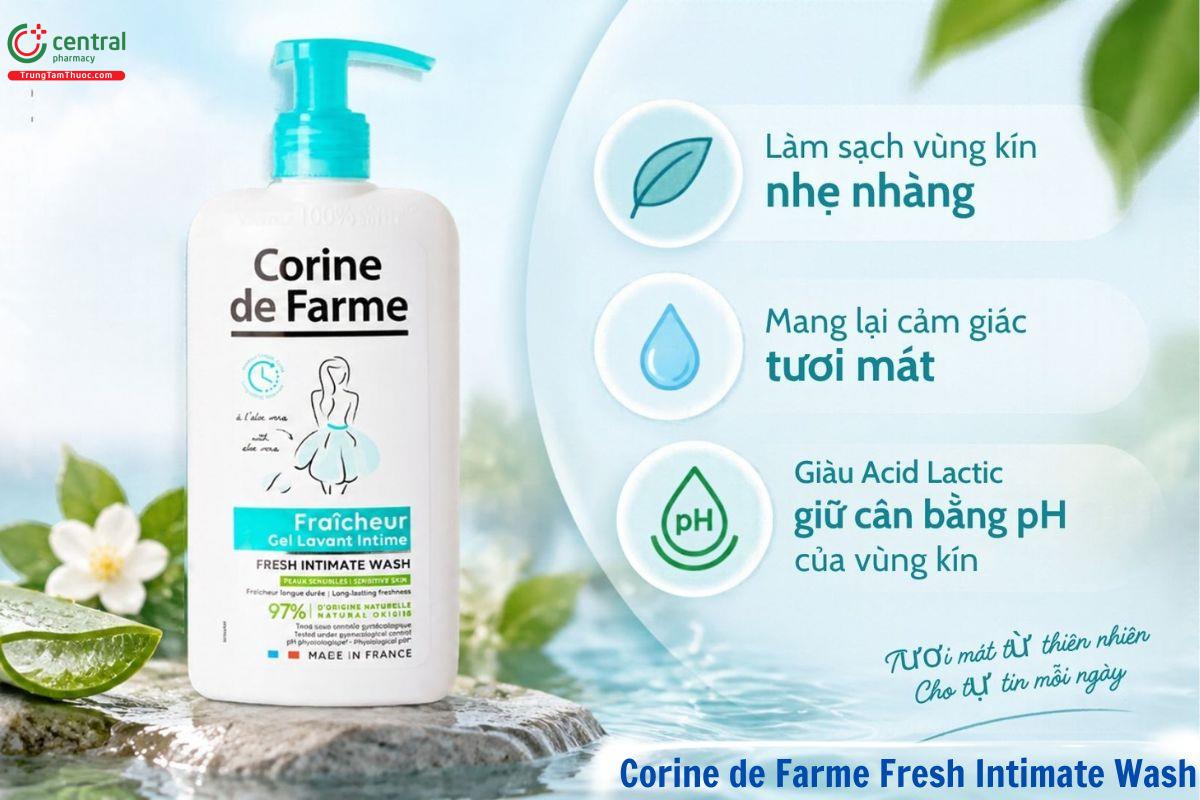 Dung dịch vệ sinh phụ nữ Corine de Farme Fresh Intimate Wash làm sạch dịu nhẹ
