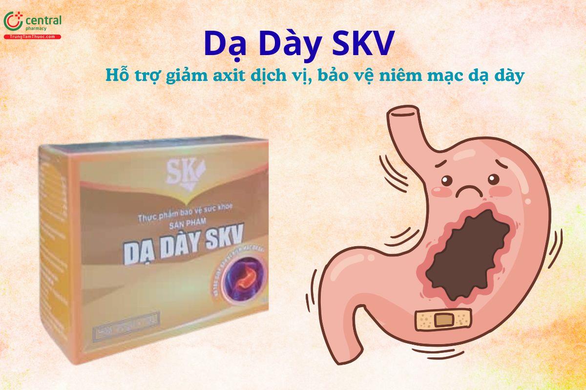 Dạ Dày SKV giúp giảm tiết acid dịch vị, bảo vệ niêm mạc dạ dày