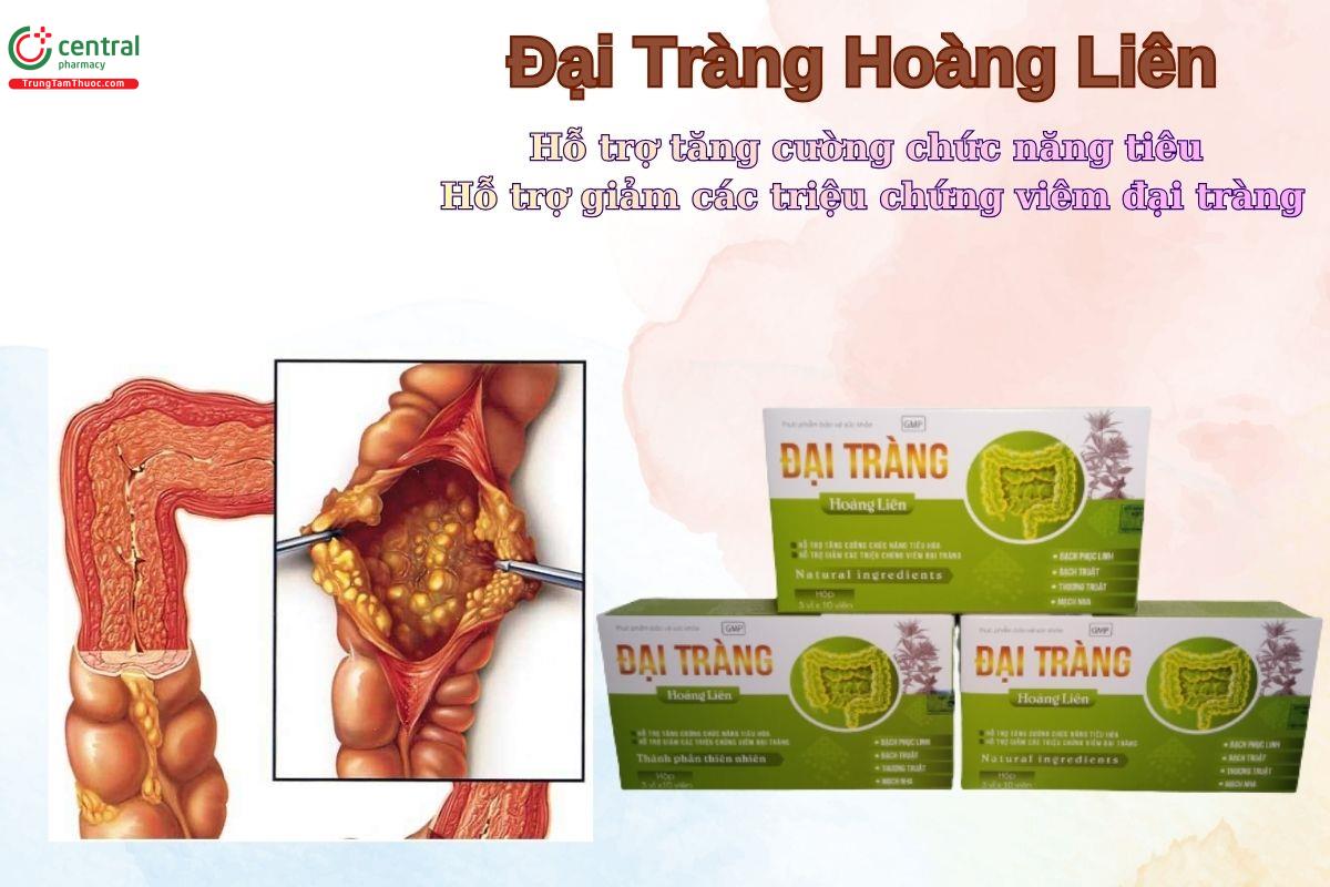 Viên uống Đại Tràng Hoàng Liên giúp hỗ trợ giảm các triệu chứng khó chịu của viêm đại tràng