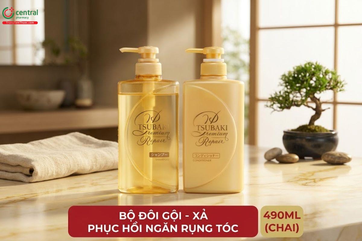 Dầu gội cặp Tsubaki Premium Repair (vàng)