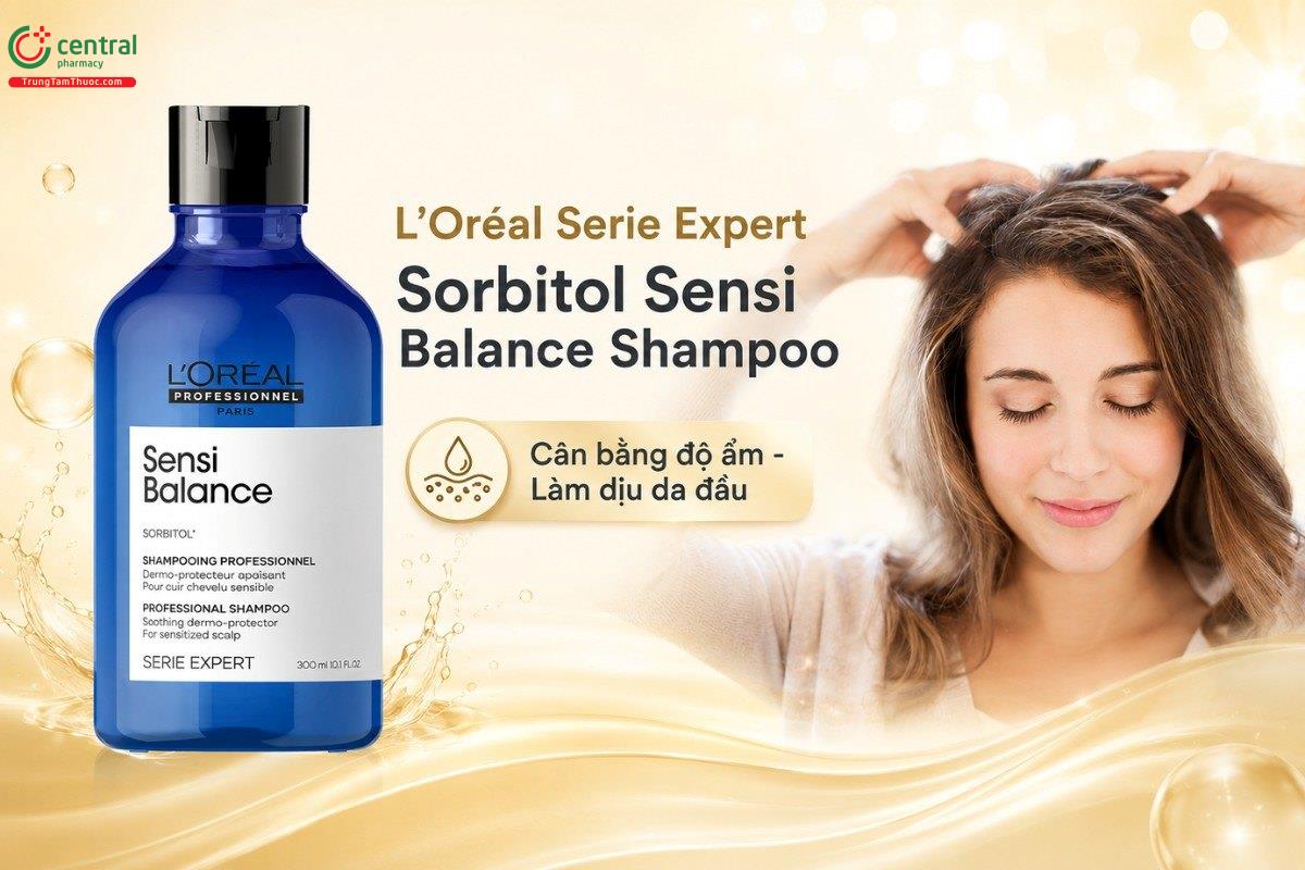 Dầu gội giảm rụng tóc cho da đầu nhạy cảm L’Oréal Serie Expert Sorbitol Sensi Balance Shampoo