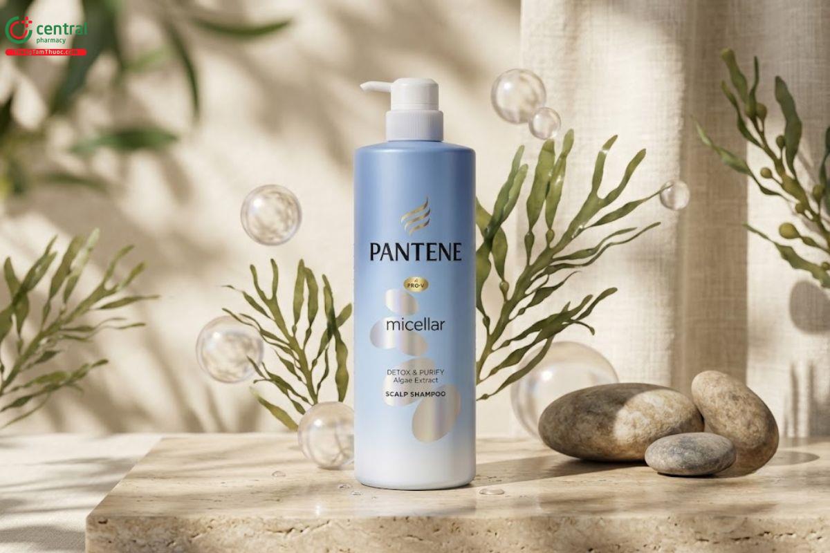 Dầu gội với thành phần tảo biển Pantene Pro-V Micellar Detox & Purify Algae Extract Scalp Shampoo.