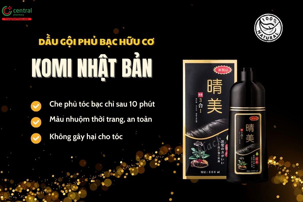 Dầu gội phủ bạc Komi Nhật Bản bí quyết cho tóc đen mượt tự nhiên