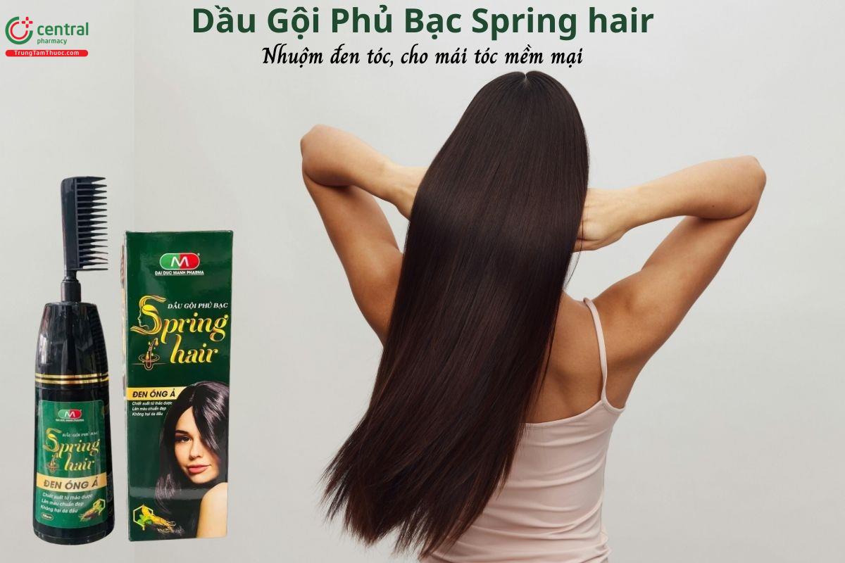 Dầu Gội Phủ Bạc Spring hair - Hỗ trợ nhuộm đen, làm sạch tóc, da đầu
