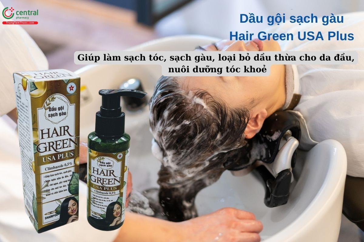 Dầu gội sạch gàu Hair Green USA Plus giúp làm sạch gàu, nuôi dưỡng mái tóc chắc khoẻ