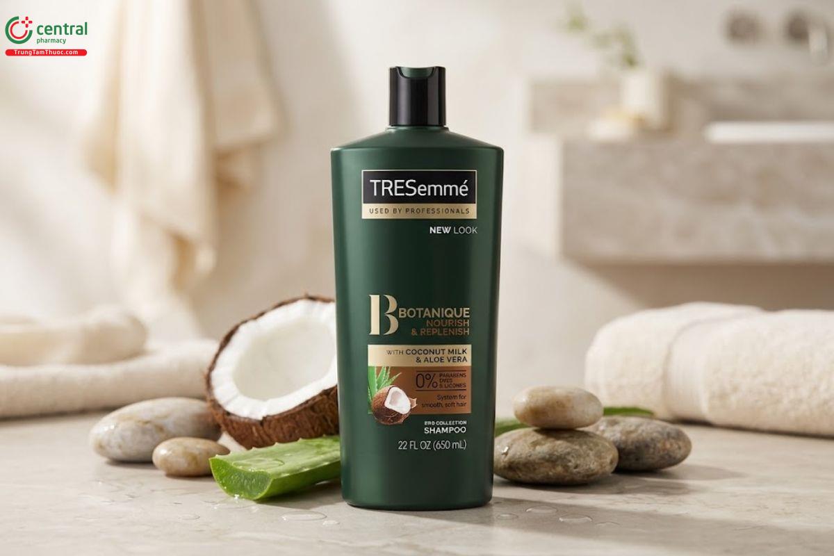 Dầu gội TRESemmé Botanique Nourish & Replenish Coconut Milk & Aloe Vera (chai xanh lá).