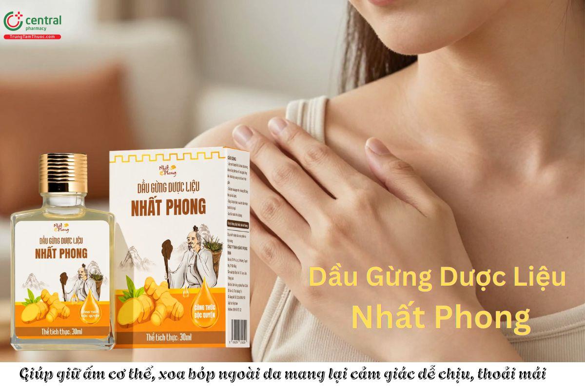Dầu Gừng Dược Liệu Nhất Phong dùng để massage làm ấm cơ thể, giúp hỗ trợ giảm đau nhức xương khớp