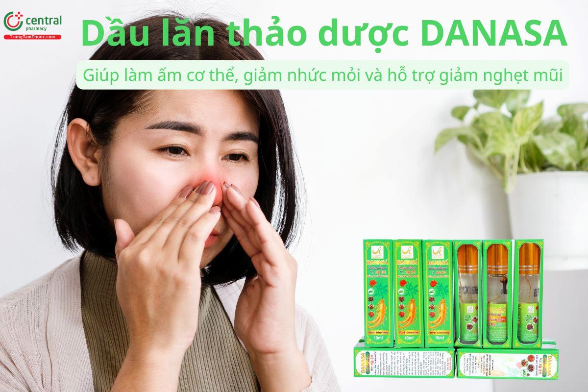 Dầu lăn thảo dược DANASA giúp giảm nhức mỏi và hỗ trợ giảm nghẹt mũi