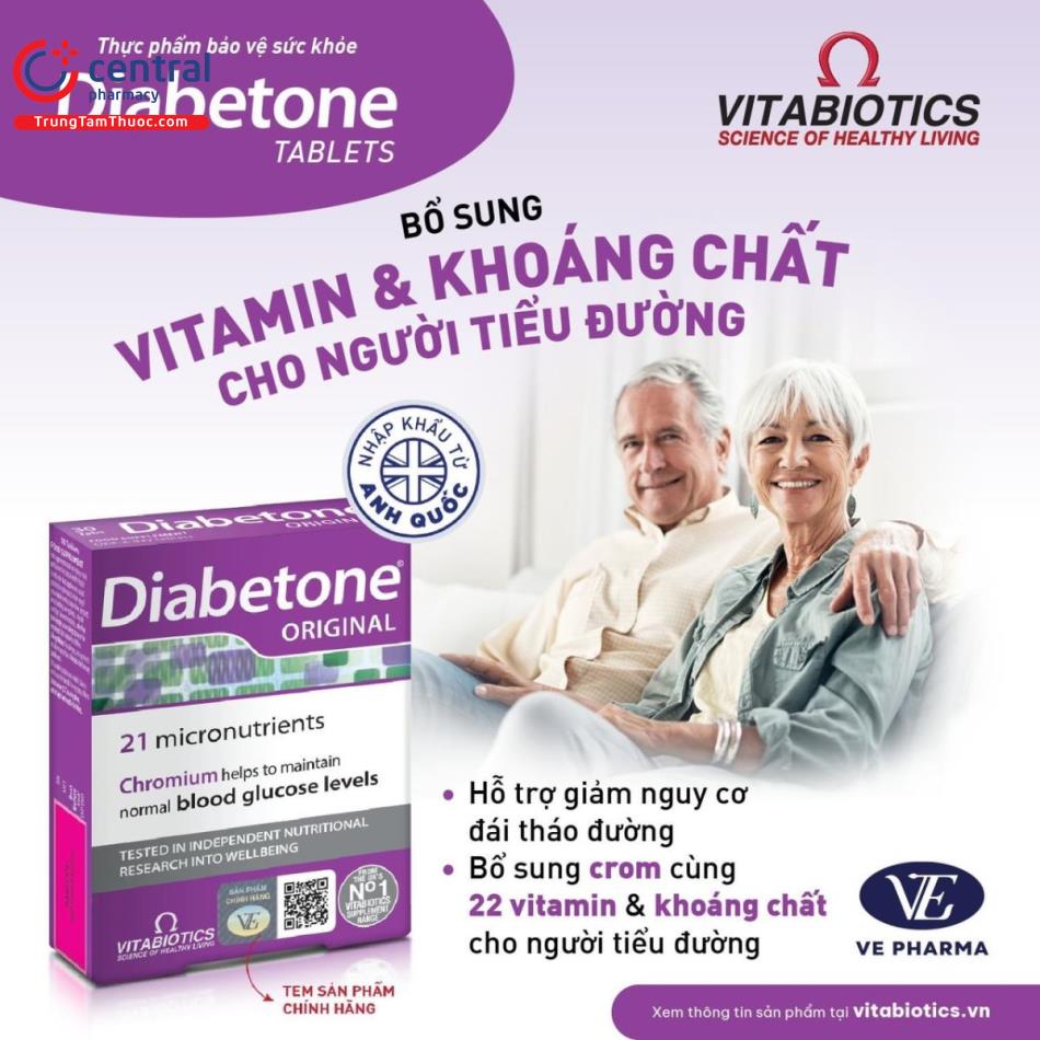 Hình 2: Diabetone Vitabitics cung cấp tới 23 dưỡng chất trong mỗi viên nén