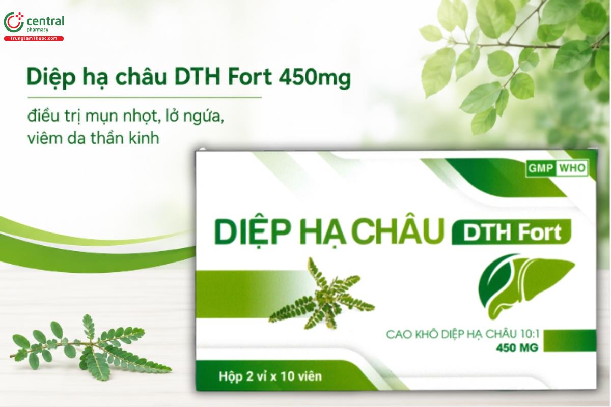 Thuốc Diệp hạ châu DTH Fort 450mg điều trị mụn nhọt, lở ngứa, viêm da thần kinh