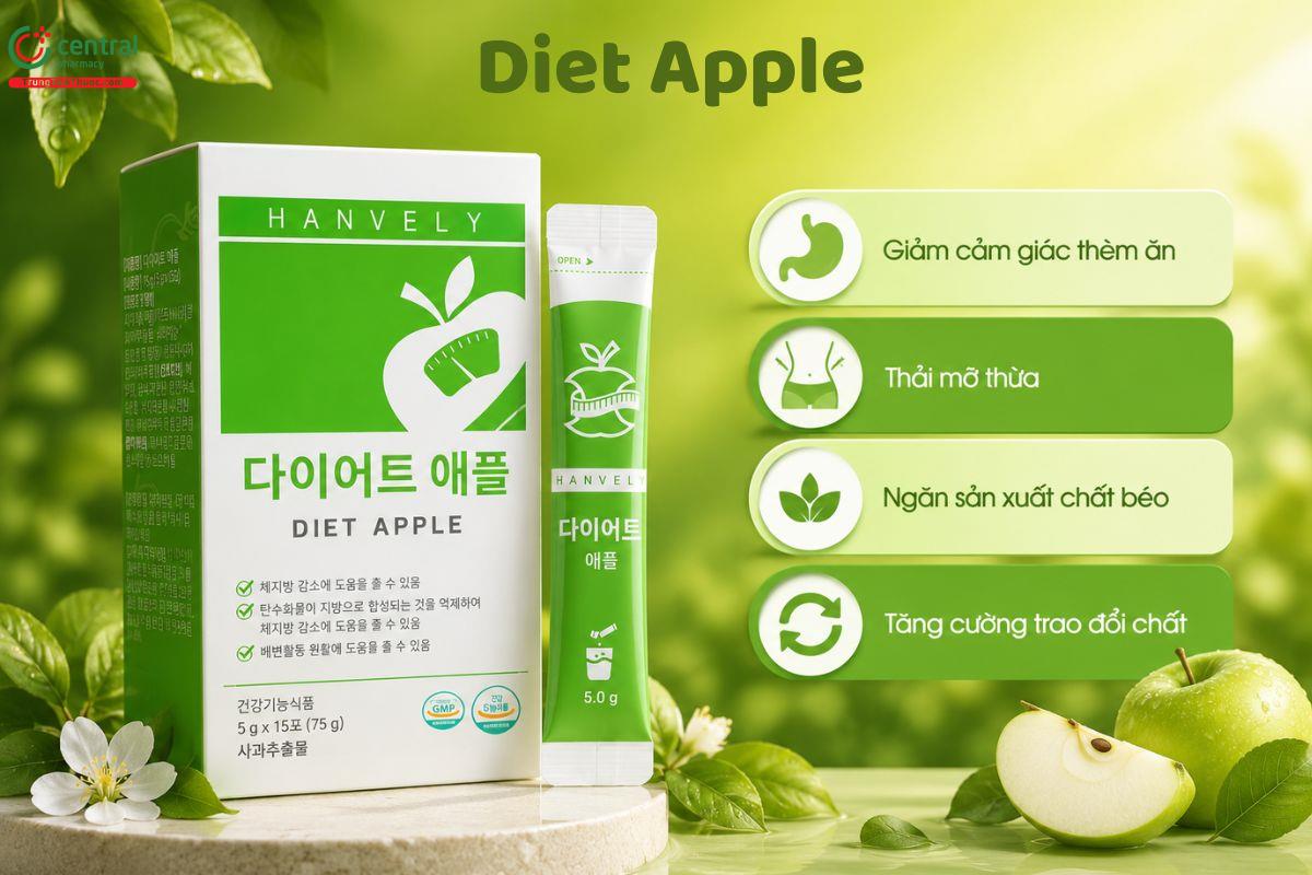 Diet Apple tăng cường chuyển hoá chất béo, hỗ trợ giảm cân, giảm mỡ