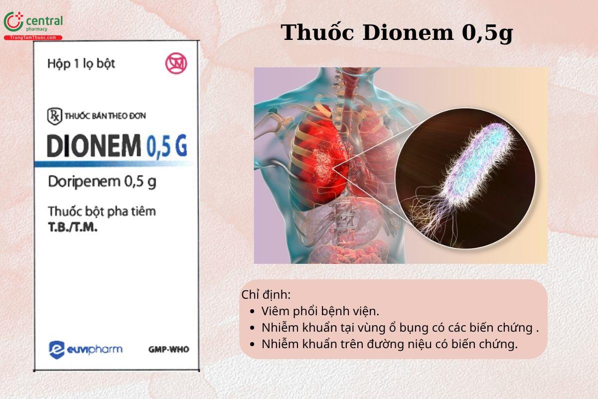 Chỉ định của thuốc Dionem 0,5g