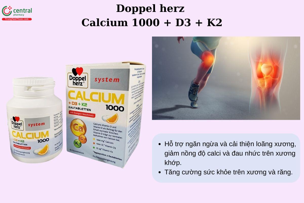 Công dụng của Doppel herz Calcium 1000 + D3 + K2