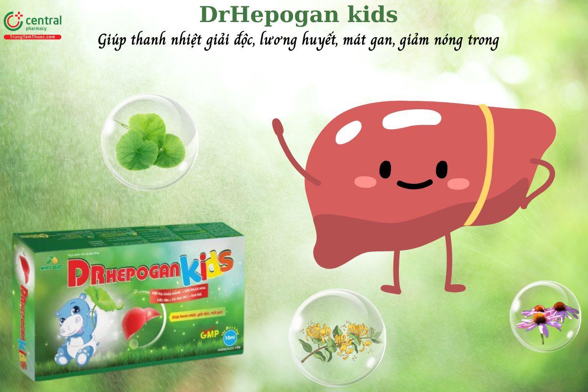 DrHepogan kids giúp thanh nhiệt, lương huyết, mát gan, giảm nóng trong, mẩn ngứa