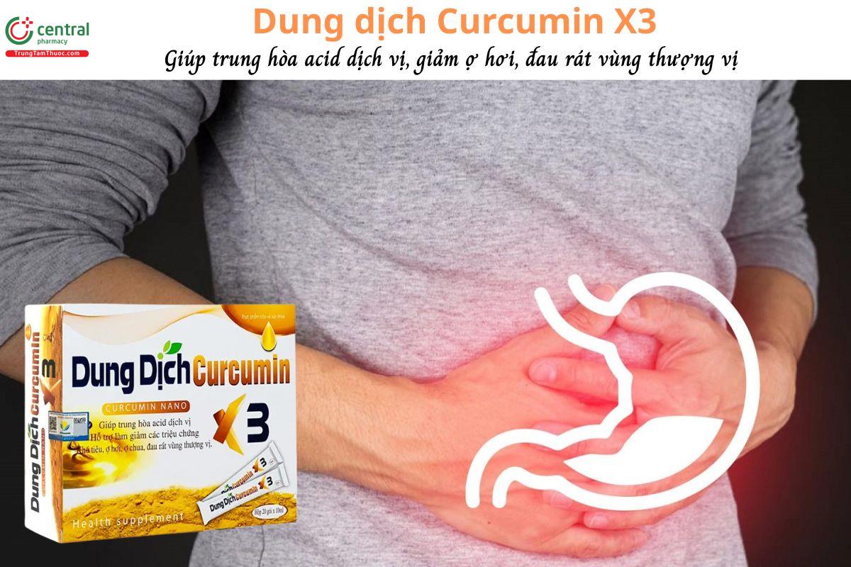 Dung dịch Curcumin X3 - Giúp trung hòa acid dịch vị, giảm ợ hơi, đau rát thượng vị