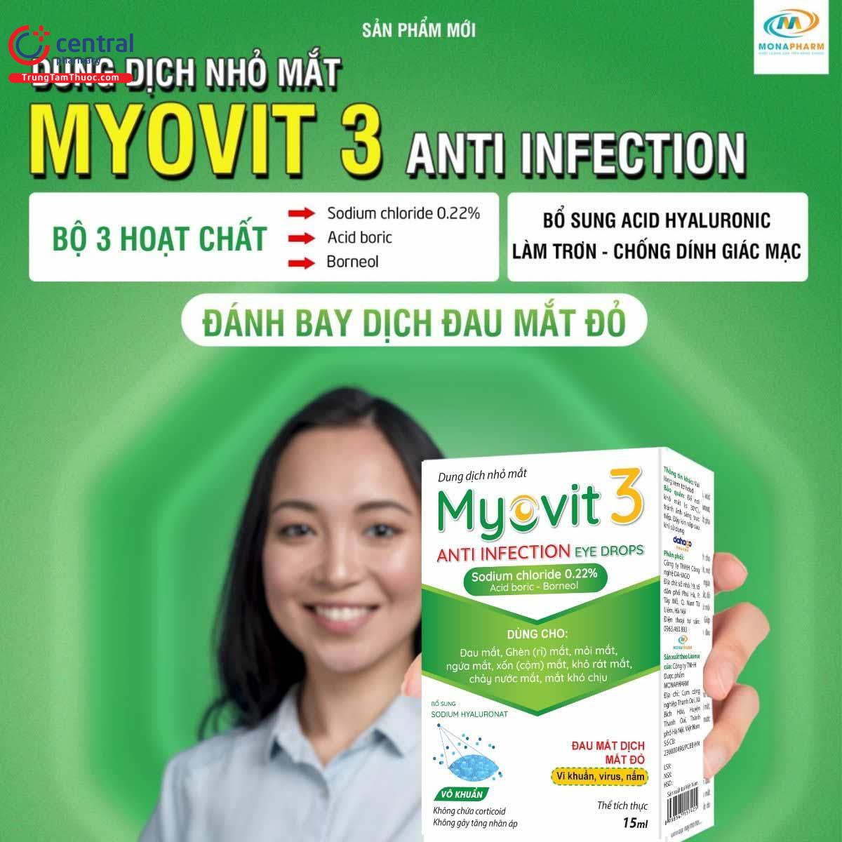 Dung dịch nhỏ mắt Myovit 3 giúp dưỡng ẩm cho mắt