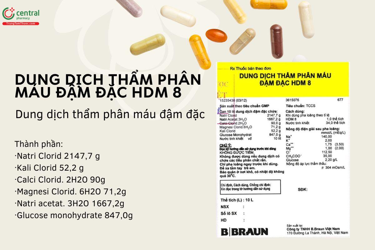 Thành phần Dung dịch thẩm phân máu đậm đặc HDM 8
