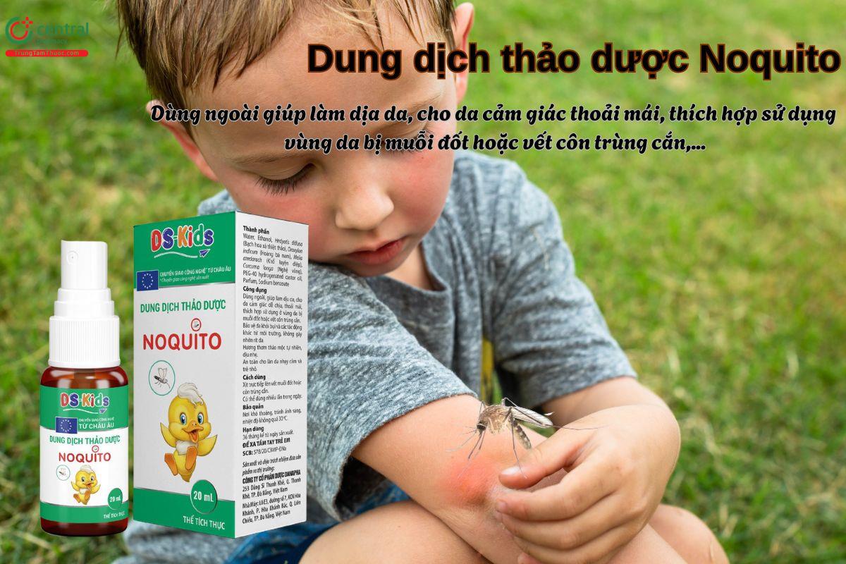 Dung dịch thảo dược Noquito giúp làm dịu vùng da bị muỗi hoặc côn trùng cắn
