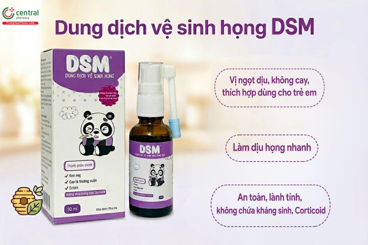 Dung dịch vệ sinh họng DSM dành cho người bị ho, ngứa rát cổ họng