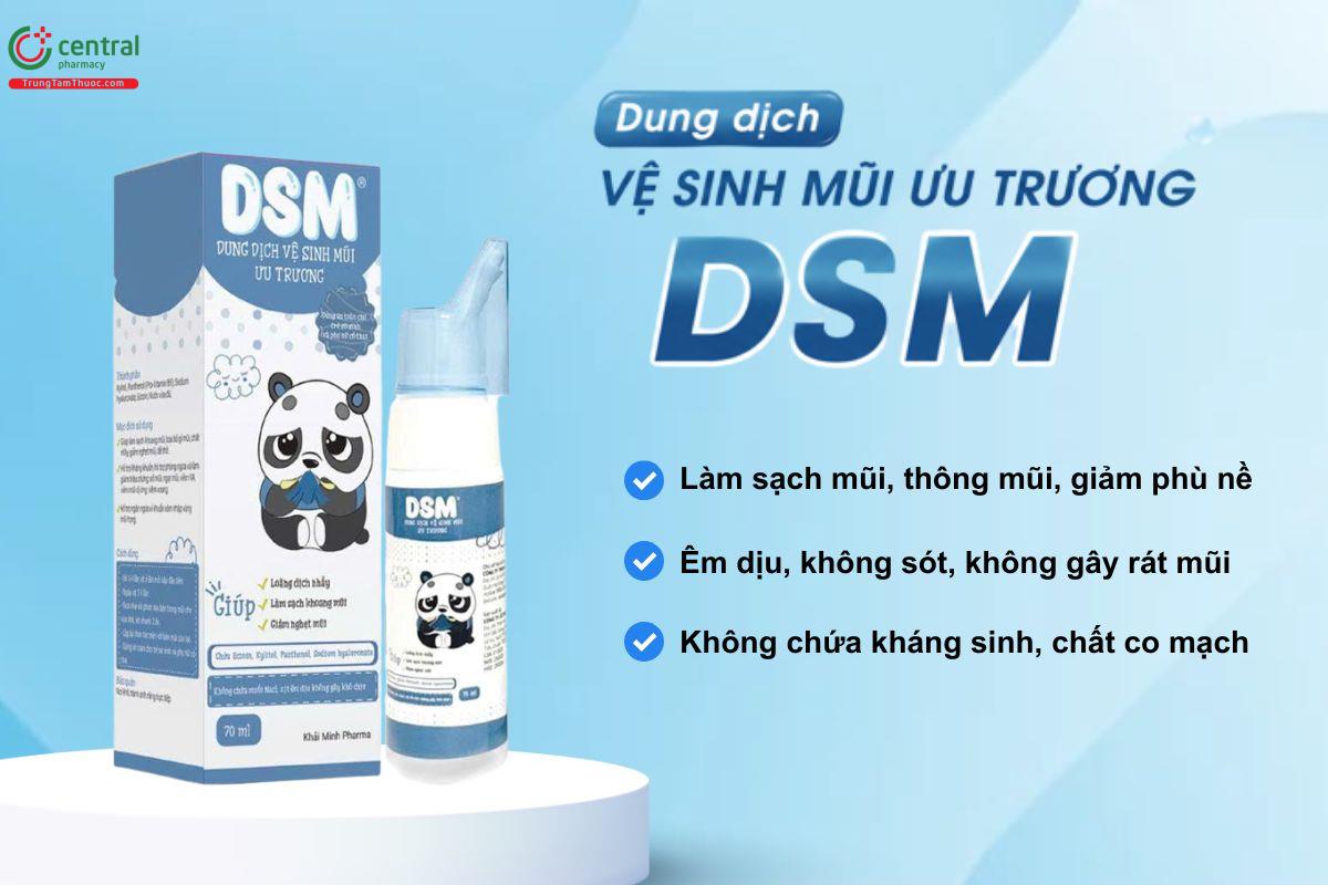 Dung dịch vệ sinh mũi ưu trương DSM - Kháng khuẩn, thông mũi, giảm phù nề