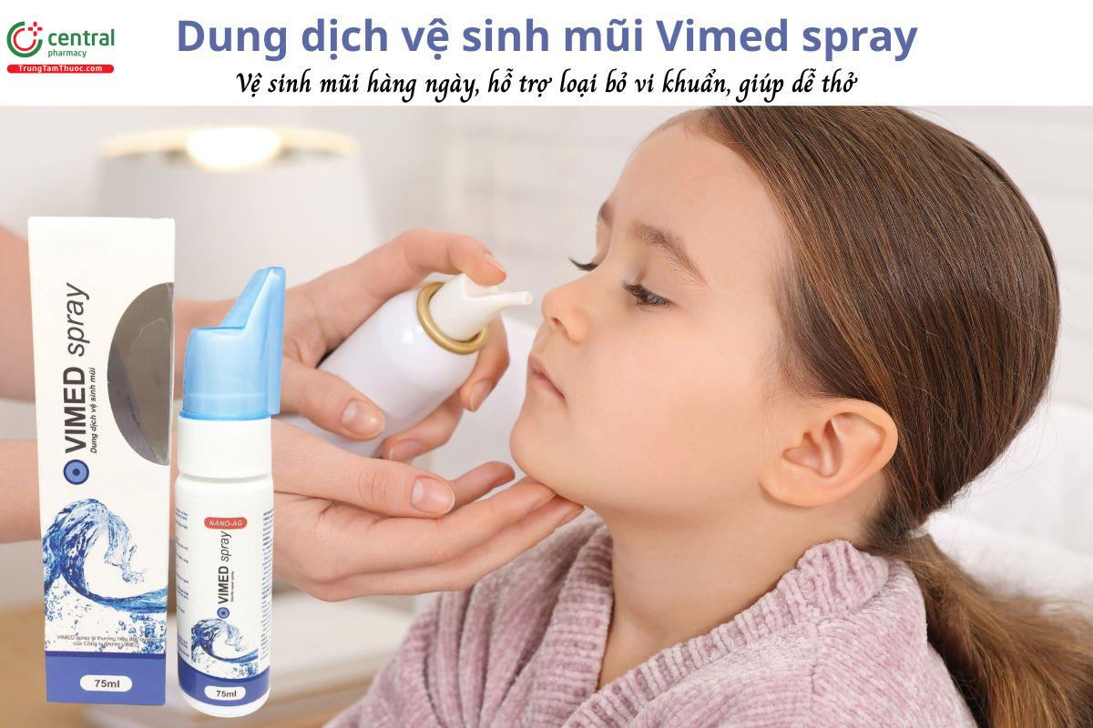 Dung dịch vệ sinh mũi Vimed spray 75ml - Làm sạch mũi, giảm nguy cơ viêm nhiễm