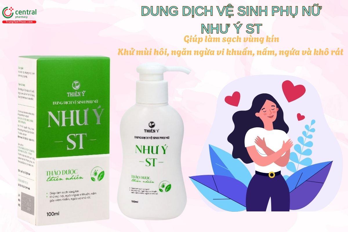 Dung dịch vệ sinh phụ nữ Như Ý ST giúp cân bằng pH vùng kín, ngăn ngừa mùi khó chịu,...