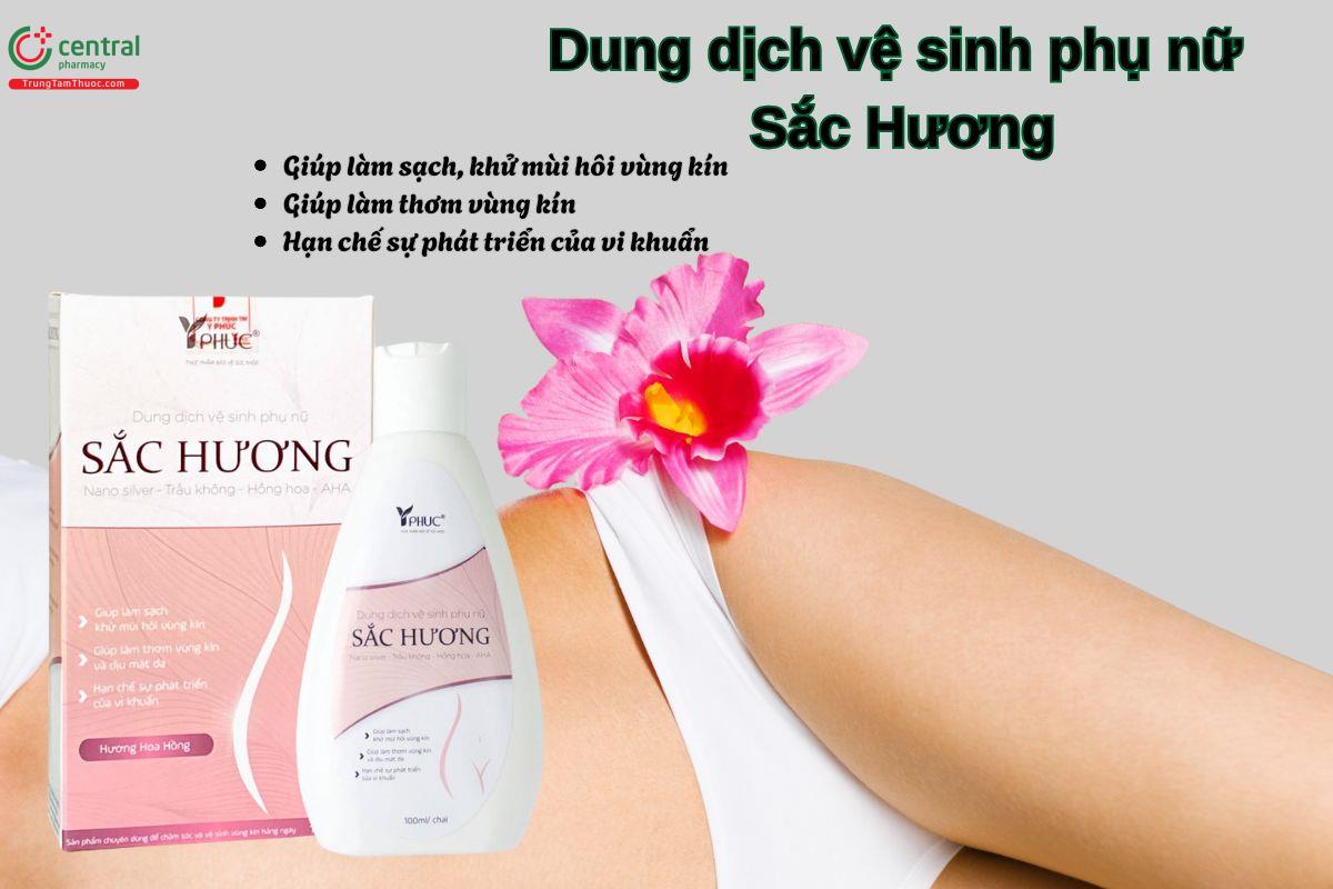 Dung dịch vệ sinh phụ nữ Sắc Hương giúp khử mùi, hạn chế sự phát triển của vi khuẩn