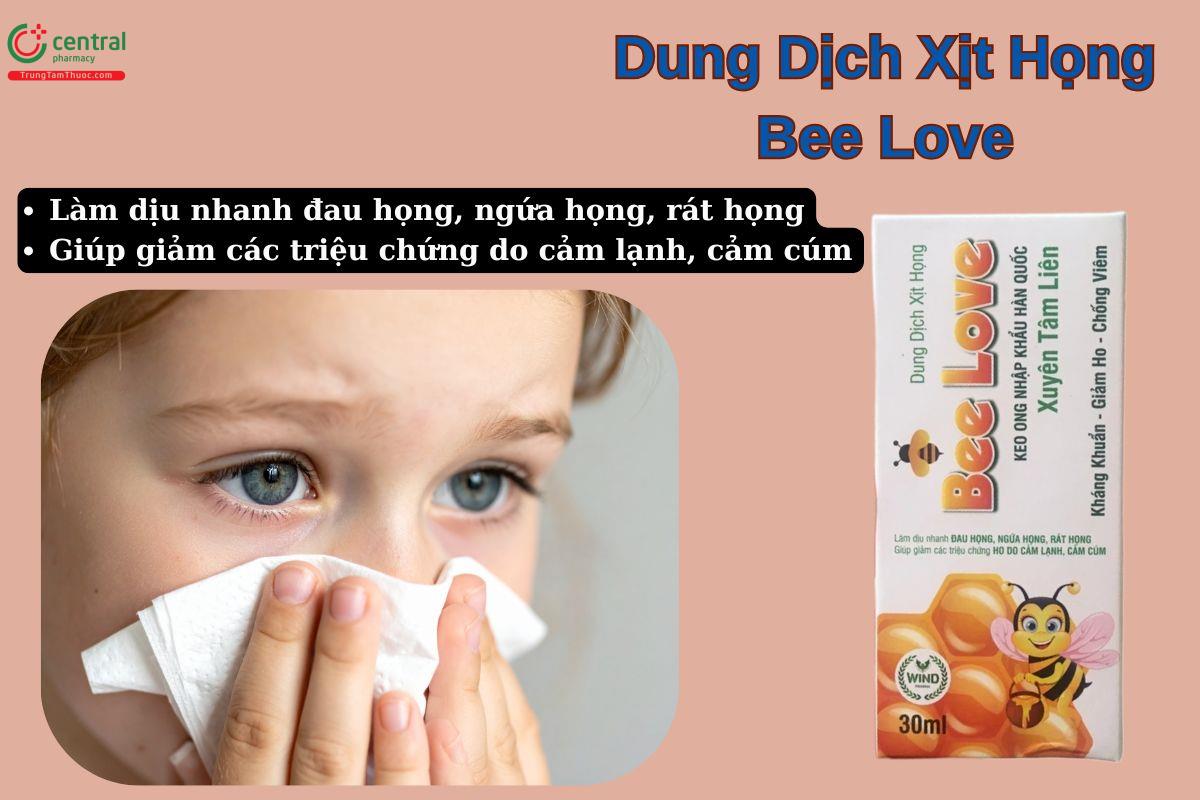 Dung Dịch Xịt Họng Bee Love giúp giảm các triệu chứng do cảm lạnh, cảm cúm,...