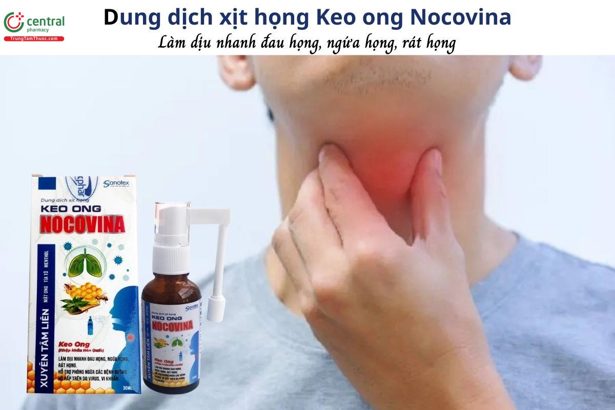 Dung dịch xịt họng Keo ong Nocovina hỗ trợ giảm ho, giảm đau rát họng