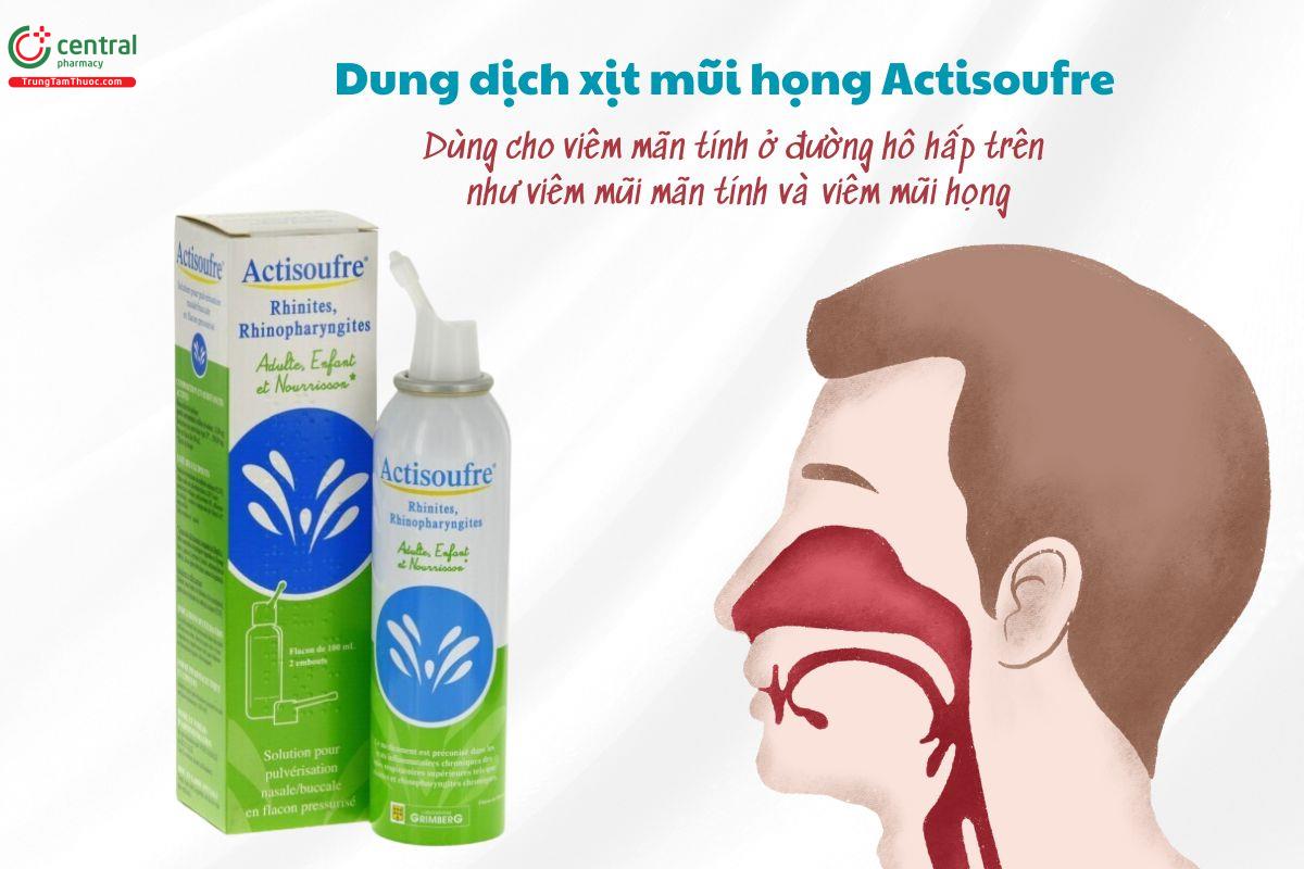 Dung dịch xịt mũi họng Actisoufre dùng cho viêm đường hô hấp trên