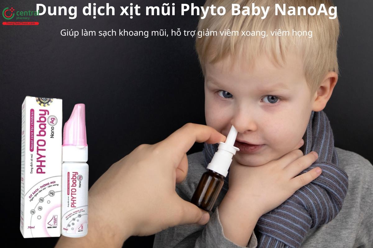 Dung dịch xịt mũi Phyto Baby NanoAg giúp vệ sinh, hỗ trợ làm sạch khoang mũi
