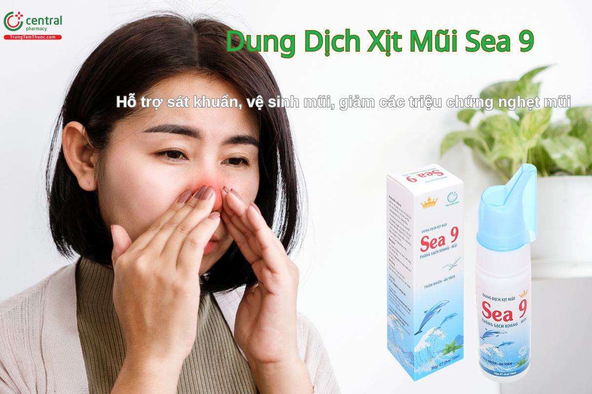 Dung Dịch Xịt Mũi Sea 9 giúp vệ sinh mũi, làm sạch thông thoáng mũi