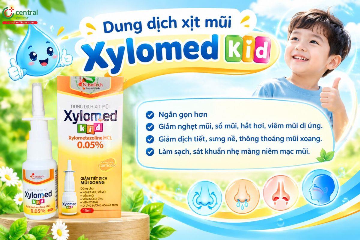 Dung dịch xịt mũi Xylomed Kid 0,05% hỗ trợ giảm nghẹt mũi
