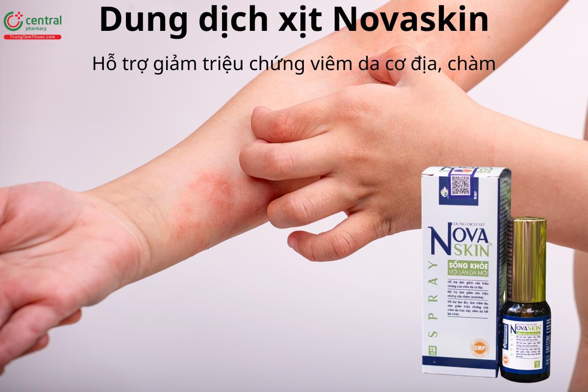 Dung dịch xịt Novaskin hỗ trợ giảm triệu chứng viêm da cơ địa, chàm