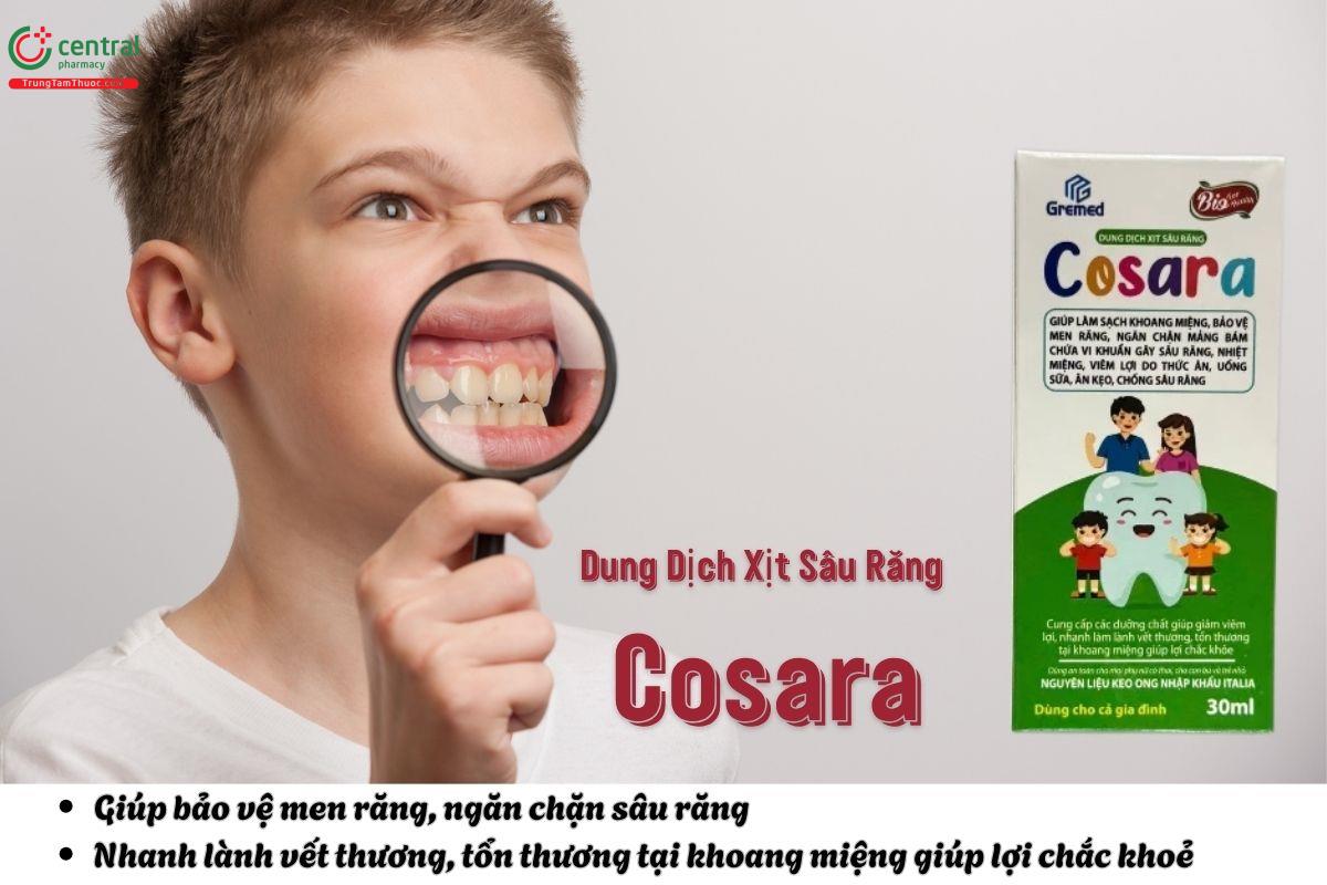 Dung Dịch Xịt Sâu Răng Cosara giúp bảo vệ men răng, giúp ngừa sâu răng, dùng được cho cả gia đình