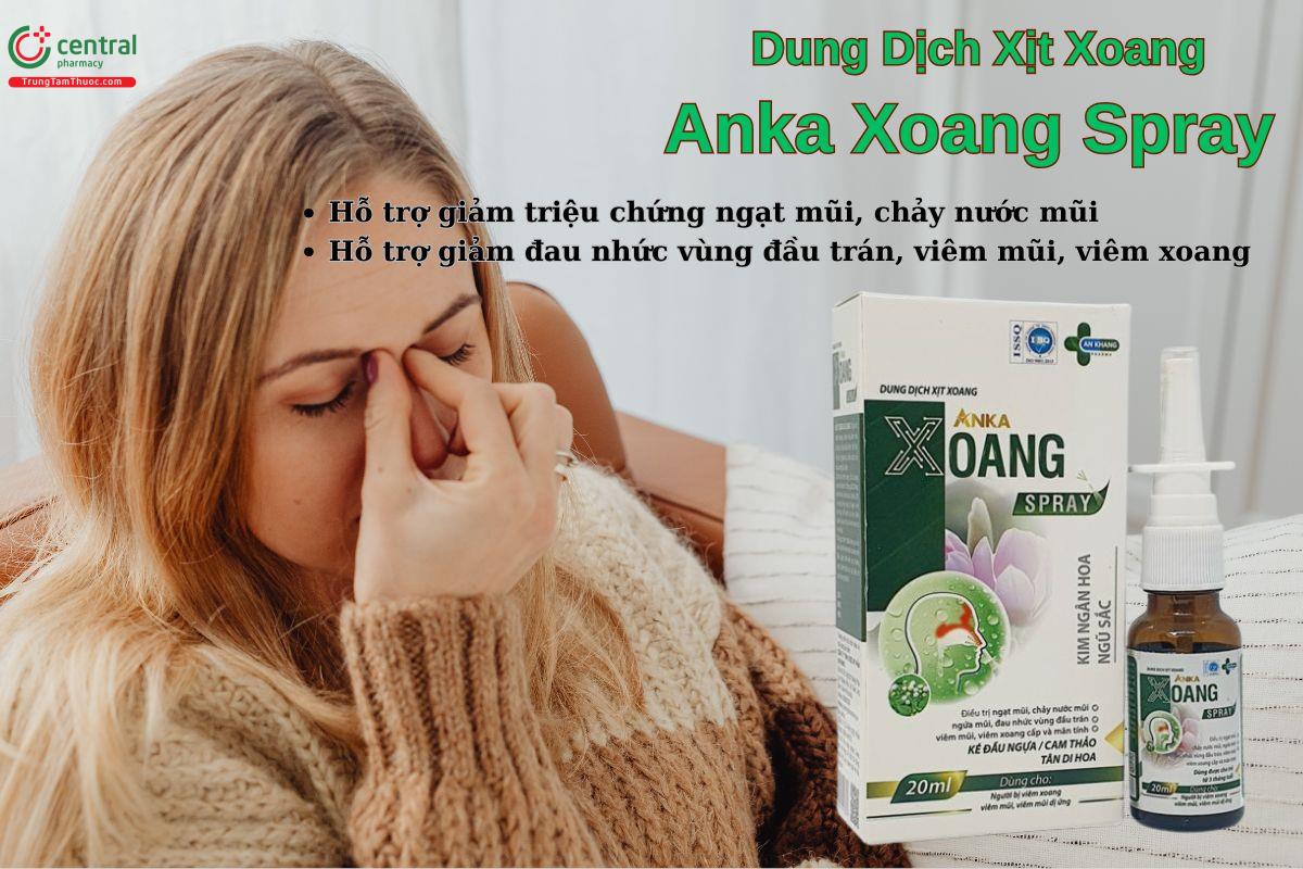 Dung Dịch Xịt Xoang Anka Xoang Spray giúp giảm ngạt mũi, chảy nước mũi, làm sạch khoang mũi,..