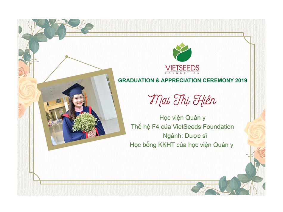 Dược sĩ Mai Hiên nhận học bổng của quỹ VietSeeds Foundation trong thời gian sinh viên 