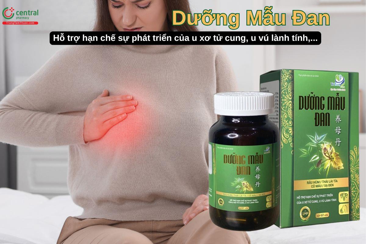Viên uống Dưỡng Mẫu Đan giúp hạn chế sự phát triển của u vú lành tính