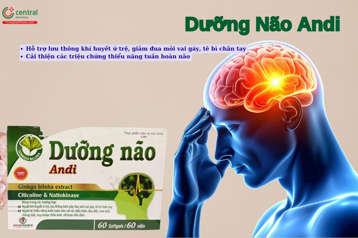 Viên uống Dưỡng Não Andi giúp cải thiện các triệu chứng của thiểu năng tuần hoàn não